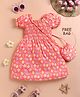 blushh berry Cotton Woven Puffed Sleeves Floral & Leaves Printed Dress With Sling Bag - Orange