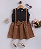blushh berry Sleeveless Solid Suspender Style Fit And Flared Dress - Black