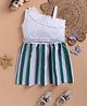 blushh berry Sleeveless Striped Fit And Flared Dress - White