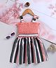 blushh berry Cotton Woven Sleeveless Striped & Smocked Dress - Orange