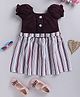 blushh berry Cotton Woven Half Puffed Sleeves Striped Dress - Maroon