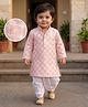 EARTHY TOUCH Cotton Woven Full Length Floral Embroidered Kurta & Dhoti Set - Pink
