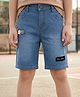 Pine Kids Denim Woven Knee Length Solid Shorts With Patch Detailing - Light Blue