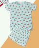 RAINE AND JAINE Cotton Knit Half Sleeves Watermelon Printed Coordinating Tee & Shorts Night Suit Set - Green