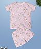 RAINE AND JAINE Cotton Knit Half Sleeves Unicorn Printed Coordinating Tee & Shorts Night Suit - Pink