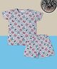 RAINE AND JAINE Cotton Knit Half Sleeves Icecream Printed Coordinating Tee & Shorts Night Suit - Grey