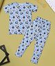 RAINE AND JAINE Cotton Knit Half Sleeves Headphones Printed Coordinating Tee & Pajama Night Suit - Blue