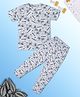 RAINE AND JAINE Cotton Knit Half Sleeves Gaming Console Printed Coordinating Tee & Pajama Night Suit - Grey