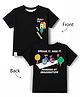 Ollypop Cotton Knit Half Sleeves Oversized T-Shirt with Dream Home Print-Black