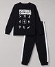 Primo Gino 100% Cotton Knit  Full Sleeves T -Shirt & Pyjama Night Suit With Text Print - Black