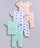 Little Ninja Cotton Knit Pack Of 3 Half Sleeves Elephant & Cars  Printed Coordinating Tees & Pajamas Night Suit - Multi Colour
