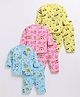 Little Ninja Cotton Knit Pack Of 3 Full Sleeves Tiger & Space Theme Printed Coordinating Tees & Pajamas Night Suit - Multi Colour