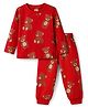 Babyhug Cotton Knit Full Sleeves T-Shirt & Pyjama Co-Ord Night Suit With Bear Print - Maroon