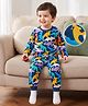 Babyhug Cotton Knit Full Sleeves T-Shirt & Pyjama Night Suit With Dino Print - Navy
