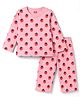 Babyhug Cotton Knit Full Sleeves Co-Ords Strawberry Printed T-Shirt & Pajama Night Suit -Pink