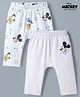 Babyhug Disney 100% Cotton Knit Full Length Diaper Leggings With Micky Mouse Graphic - Multicolor