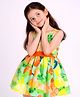 Rare Juniors Cotton Woven Sleeveless Fruits Printed Dress - Green