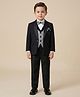 Rare Juniors Cotton Woven Full Sleeves 4 Piece Party Suit Set With Bow - Black