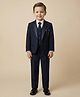 Rare Juniors Cotton Woven Full Sleeves Brooch Detailed 4 Piece Part Suit Set With Tie - Navy Blue