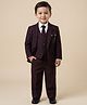 Rare Juniors Cotton Woven Full Sleeves Brooch Detailed 4 Piece Part Suit Set With Tie - Wine