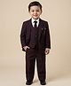 Rare Juniors Cotton Woven Full Sleeves Brooch Detailed 4 Piece Part Suit Set With Tie - Wine