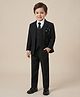 Rare Juniors Cotton Woven Full Sleeves Brooch Detailed 4 Piece Part Suit Set With Tie - Black