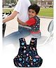 Polka Tots Navy Blue Two-Wheeler Motorcycle Child 4 Point Safety Harness Kids Carrier With Adjustable Seat Belt, Cushioning, & Breathable Cotton Material - Space Print
