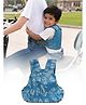 Polka Tots Denim Blue Two-Wheeler Motorcycle Child 4 Point Safety Harness Kids Carrier With Adjustable Seat Belt, Cushioning, & Breathable Cotton Material - Car Print