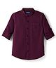 Pine Kids Cotton Woven Solid Shirts Mandarin Collar Red 4-5 Years