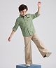Pine Kids Cotton Woven Full Sleeves Solid Shirt with Never Give Up Print - Light Green
