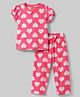Babyhug Cotton Knit Half Sleeves Hearts Printed Co-Ords T-Shirt & Pyjama Night Suit - Pink