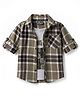 Dapper Dudes Cotton Mixes Woven Full Sleeves Checked Shirt With Attached Tee- Olive Green