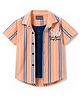 Dapper Dudes Half Sleeves Striped Shirt With Attached Tee - Orange - 10 - Cotton Mixes - (10 to 11 Years)