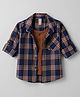 Dapper Dudes Cotton Woven Shirt with Attached Tee Full Sleeves Checks Navy Blue 10-11 Years