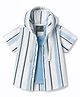 Dapper Dudes Woven Half Sleeves Hooded Striped Shirt With Attached Tee - Blue