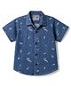Dapper Dudes Cotton Woven Denim Shirt Half Sleeves Printed Blue 7-8 Years
