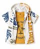 Dapper Dudes Cotton Woven Hooded Shirts with T-Shirt Half Sleeves Printed Mustard 5-6 Years