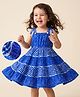 Kookie Kids 100% Cotton Woven Sleeveless Bandhani Printed Tiered Frock - Blue