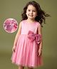 Kookie Kids Woven Sleeveless Flared Party Frock With Sequinned Bow Applique - Pink