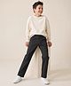 Pine Kids Cotton Elastane Woven Full Length Solid Trousers Pant - Black