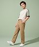 Pine Kids Cotton Elastane Woven Full Length Solid Trousers Pant - Beige
