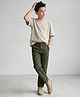 Pine Kids Cotton Elastane Woven Full Length Solid Trousers Pant - Olive