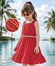 Hola Bonita Cotton Woven One Piece Dresses/Frocks Sleeveless Square Neck Orange 7-8 Years