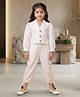 ISHTI Cotton Woven Full Sleeves Solid Top & Pants Set - White