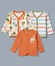Babyhug Interlock Knit Full Sleeves Stripe & Dinosaur Printed Jhablas Pack of 3 - Orange Blue & White