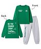 Primo Gino 100% Cotton Knit Full Sleeves Text Chest & Back Printed T-Shirt & Pyjama Night Suit - Green