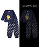 Babyhug Cotton Knit Full Sleeves Lion Printed T-Shirt & Pyjama Night Suit with Glow In Dark Effect - Navy