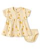 Rabbit Cotton Knit Frocks with Bloomer/Short Half Sleeves Mango Print  Yellow 3-6 Months