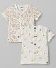 Pink Rabbit Single Jersey Knit Half Sleeves Jhablas with Animals Print Pack of 2- White