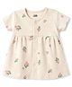 Rabbit Cotton Knit One Piece Dresses/Frocks Half Sleeves Flower Print S Beige 0-1 Month